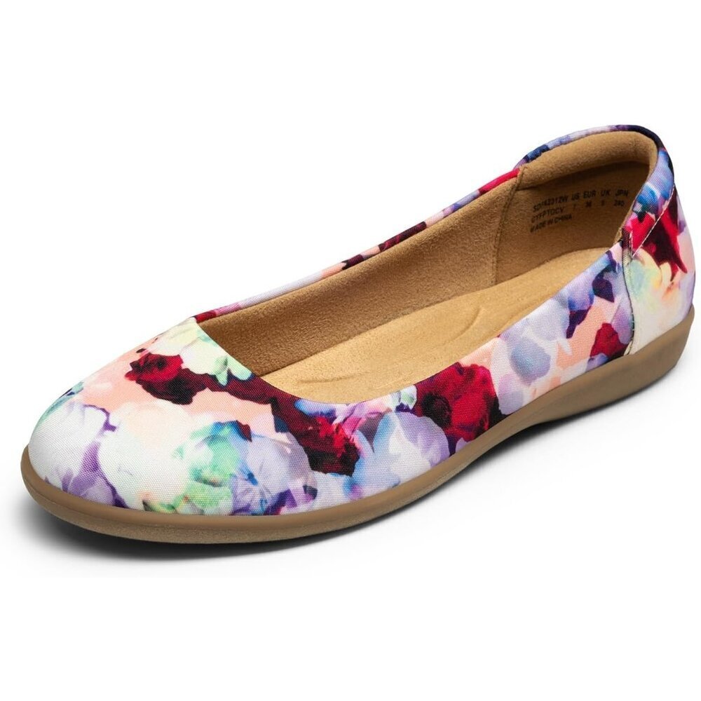 Dream Pairs Women's Floral Faux Leather Round Toe Slip-on Ballet Flats Shoes